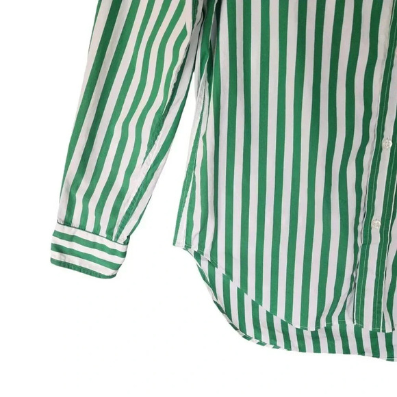 New $280 Frank & Eileen Frank Cotton Button Down Green Striped Collared Size XS - Picture 9 of 10